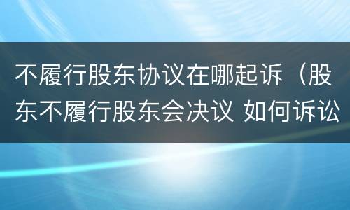 不履行股东协议在哪起诉（股东不履行股东会决议 如何诉讼）
