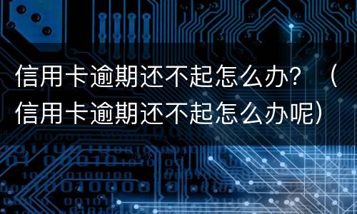 信用卡逾期还不起怎么办？（信用卡逾期还不起怎么办呢）