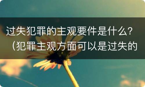 过失犯罪的主观要件是什么？（犯罪主观方面可以是过失的是）