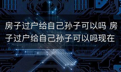 房子过户给自己孙子可以吗 房子过户给自己孙子可以吗现在