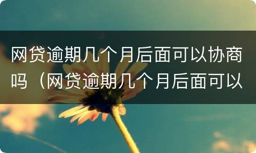 网贷逾期几个月后面可以协商吗（网贷逾期几个月后面可以协商吗）