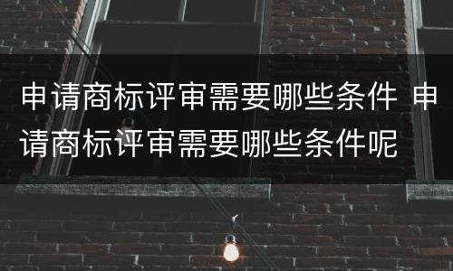 申请商标评审需要哪些条件 申请商标评审需要哪些条件呢