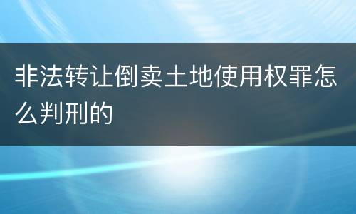 非法转让倒卖土地使用权罪怎么判刑的
