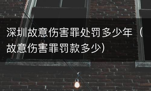 深圳故意伤害罪处罚多少年（故意伤害罪罚款多少）