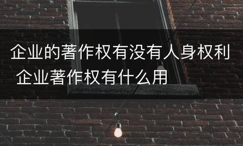 企业的著作权有没有人身权利 企业著作权有什么用