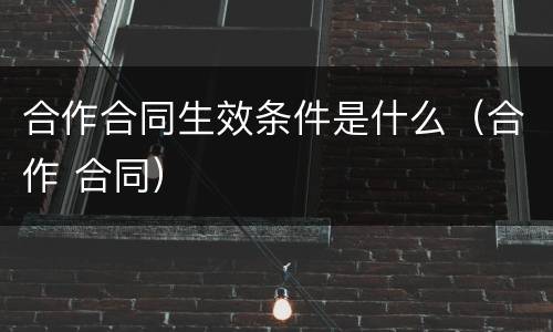 合作合同生效条件是什么（合作 合同）