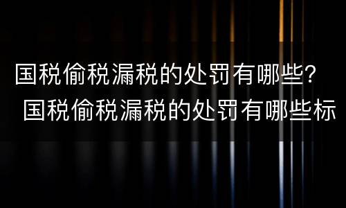国税偷税漏税的处罚有哪些？ 国税偷税漏税的处罚有哪些标准