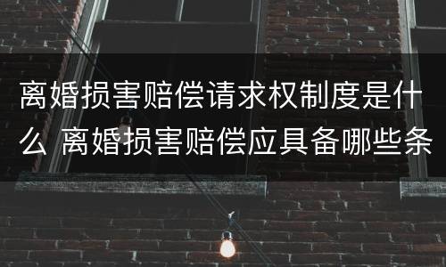 离婚损害赔偿请求权制度是什么 离婚损害赔偿应具备哪些条件?其请求权应如何行使?
