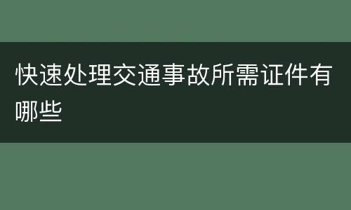 快速处理交通事故所需证件有哪些