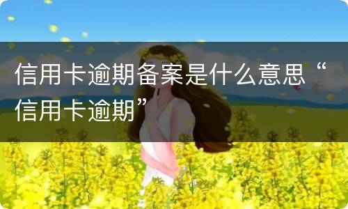信用卡逾期备案是什么意思 “信用卡逾期”
