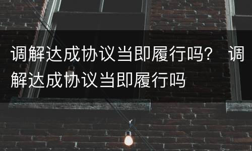 调解达成协议当即履行吗？ 调解达成协议当即履行吗