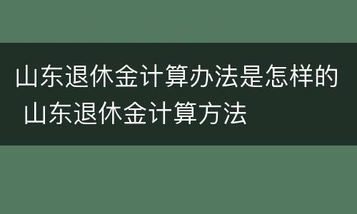 山东退休金计算办法是怎样的 山东退休金计算方法