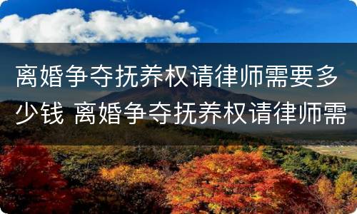 离婚争夺抚养权请律师需要多少钱 离婚争夺抚养权请律师需要多少钱呢
