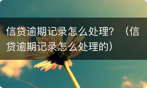 信贷逾期记录怎么处理？（信贷逾期记录怎么处理的）