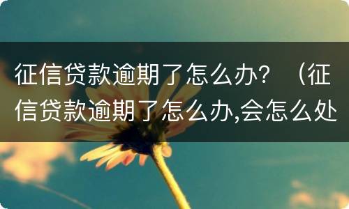 征信贷款逾期了怎么办？（征信贷款逾期了怎么办,会怎么处理）
