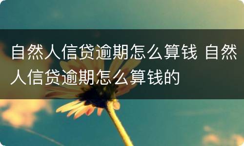 自然人信贷逾期怎么算钱 自然人信贷逾期怎么算钱的