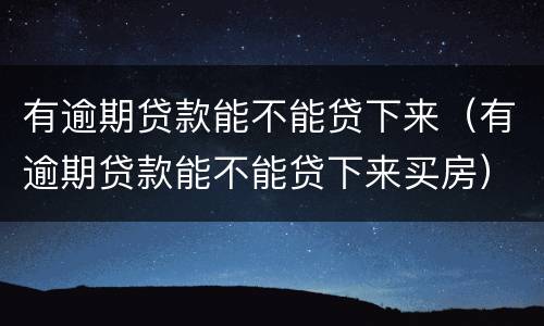 有逾期贷款能不能贷下来（有逾期贷款能不能贷下来买房）
