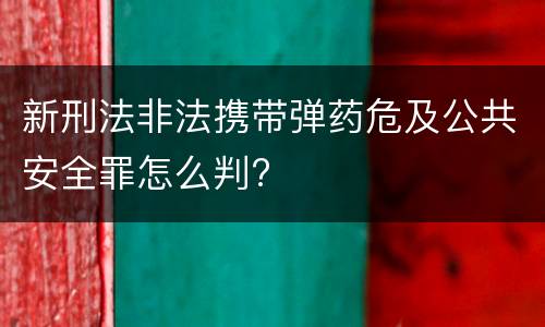 新刑法非法携带弹药危及公共安全罪怎么判?