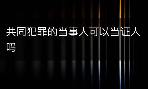 共同犯罪的当事人可以当证人吗