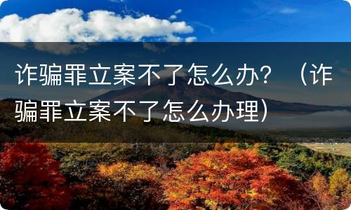 诈骗罪立案不了怎么办？（诈骗罪立案不了怎么办理）