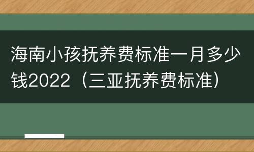 海南小孩抚养费标准一月多少钱2022（三亚抚养费标准）