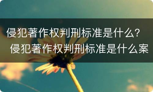 侵犯著作权判刑标准是什么？ 侵犯著作权判刑标准是什么案例