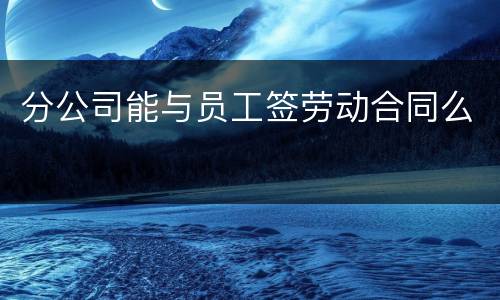 分公司能与员工签劳动合同么