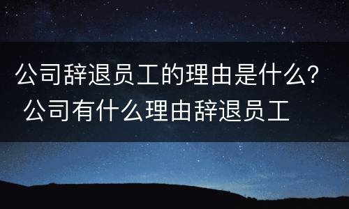 公司辞退员工的理由是什么？ 公司有什么理由辞退员工