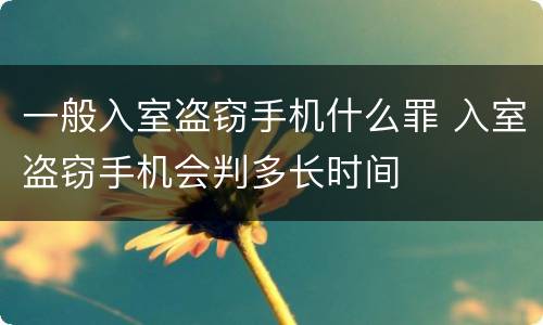 一般入室盗窃手机什么罪 入室盗窃手机会判多长时间