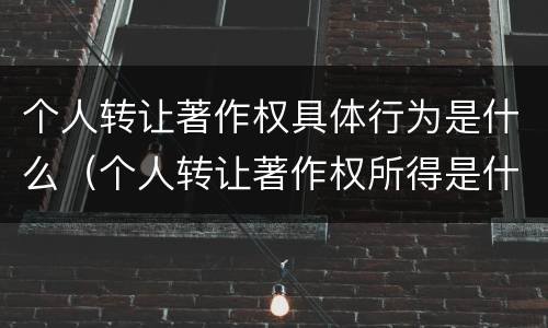 个人转让著作权具体行为是什么（个人转让著作权所得是什么所得呀）