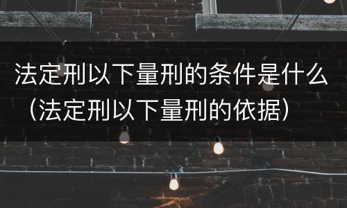 法定刑以下量刑的条件是什么（法定刑以下量刑的依据）
