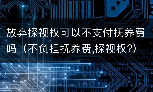 放弃探视权可以不支付抚养费吗（不负担抚养费,探视权?）