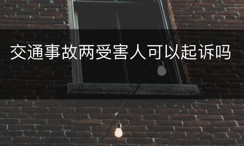 交通事故两受害人可以起诉吗