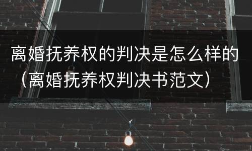 离婚抚养权的判决是怎么样的（离婚抚养权判决书范文）