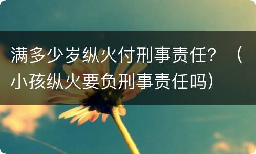满多少岁纵火付刑事责任？（小孩纵火要负刑事责任吗）