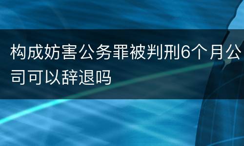构成妨害公务罪被判刑6个月公司可以辞退吗