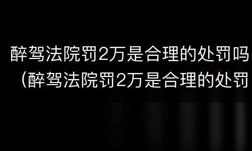 醉驾法院罚2万是合理的处罚吗（醉驾法院罚2万是合理的处罚吗判几年）