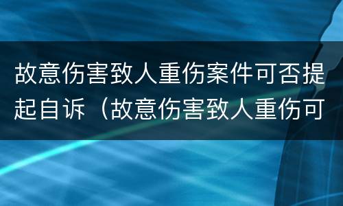 故意伤害致人重伤案件可否提起自诉（故意伤害致人重伤可以调解吗）