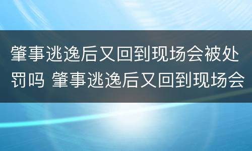肇事逃逸后又回到现场会被处罚吗 肇事逃逸后又回到现场会被处罚吗