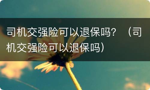 司机交强险可以退保吗？（司机交强险可以退保吗）