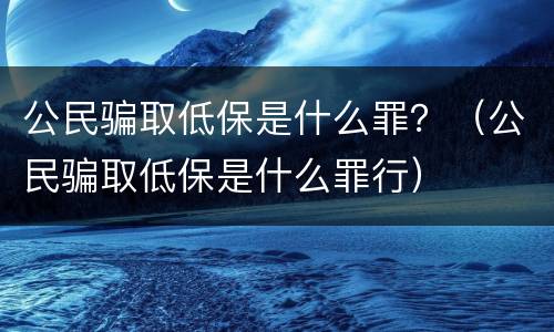 公民骗取低保是什么罪？（公民骗取低保是什么罪行）
