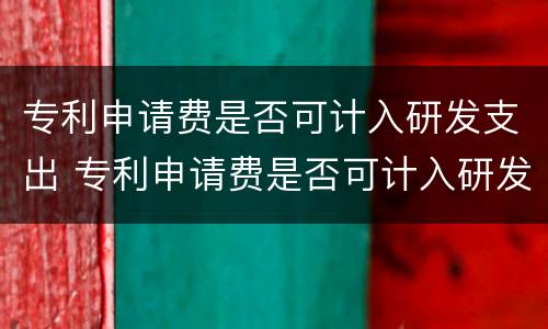 专利申请费是否可计入研发支出 专利申请费是否可计入研发支出费用
