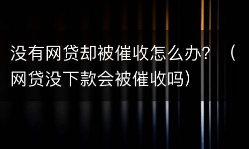 没有网贷却被催收怎么办？（网贷没下款会被催收吗）