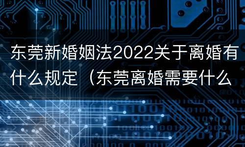 东莞新婚姻法2022关于离婚有什么规定（东莞离婚需要什么手续费吗）