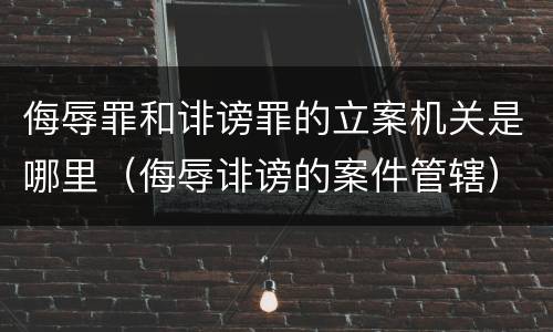 侮辱罪和诽谤罪的立案机关是哪里（侮辱诽谤的案件管辖）