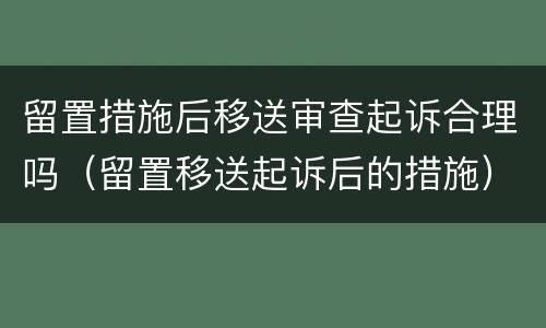 留置措施后移送审查起诉合理吗（留置移送起诉后的措施）