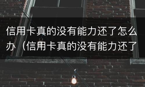 信用卡真的没有能力还了怎么办（信用卡真的没有能力还了怎么办呢）