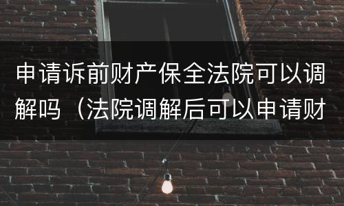 申请诉前财产保全法院可以调解吗（法院调解后可以申请财产保全吗?）