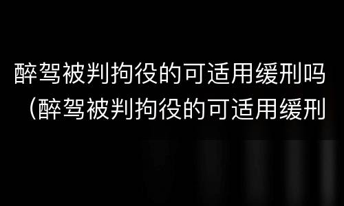醉驾被判拘役的可适用缓刑吗（醉驾被判拘役的可适用缓刑吗知乎）