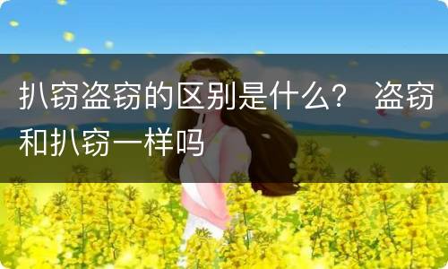 扒窃盗窃的区别是什么？ 盗窃和扒窃一样吗